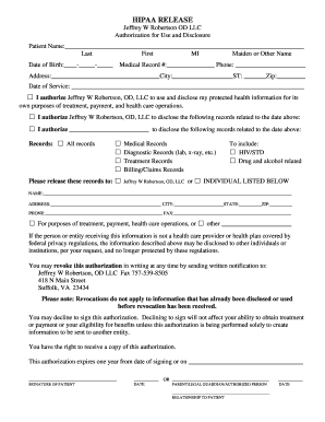 HIPAA Release Authorization Form
