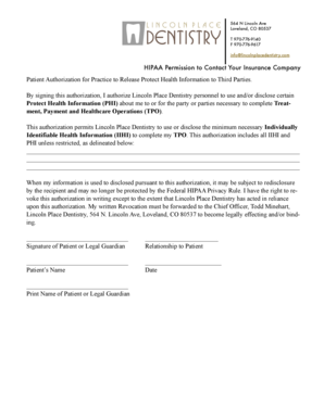 HIPAA Permission to Contact Form