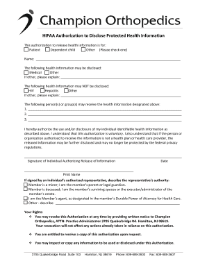 HIPAA Authorization to Disclose Protected Health Information