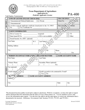 Texas Pesticide Applicator License Application