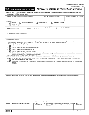 VA Form 9 Appeal to Board of Veterans' Appeals