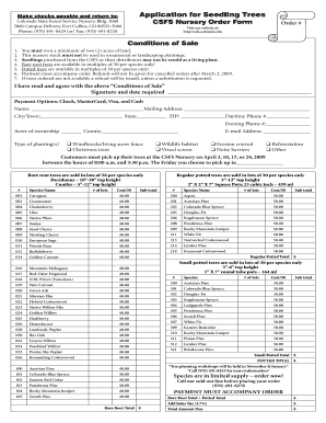 Colorado Seedling Trees Order Form
