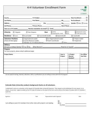 4-H Volunteer Enrollment Form