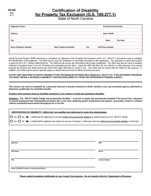 AV-9A Certification of Disability