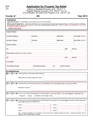 AV-9 Application for Property Tax Relief