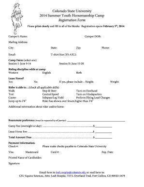 Horse barn lease agreement - Registration Form - Equine Science - Colorado State University