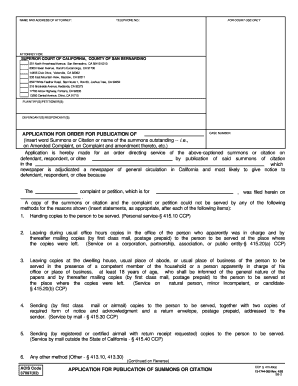 Application for Order for Publication of Summons or Citation