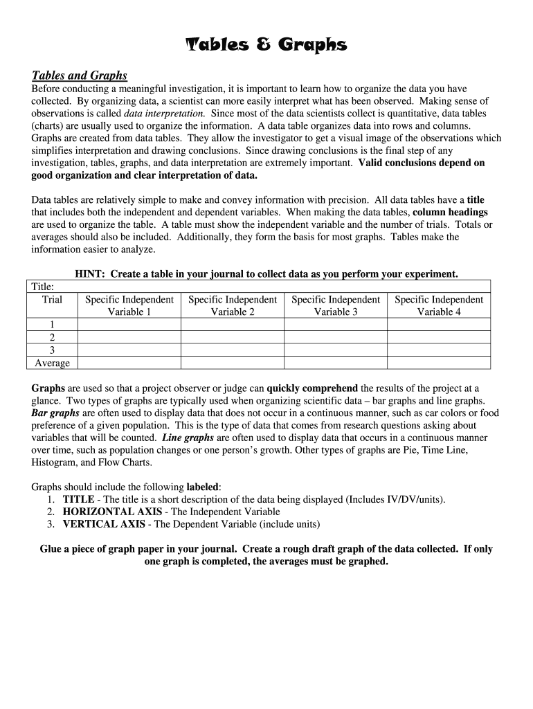 Fillable Online Tables &amp; Graphs Fax Email Print - pdfFiller