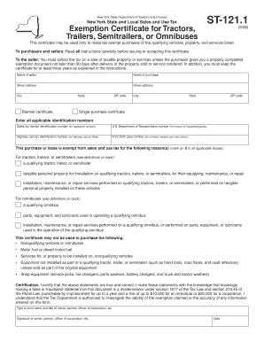 New York State Sales Tax Exemption Certificate ST-121.1
