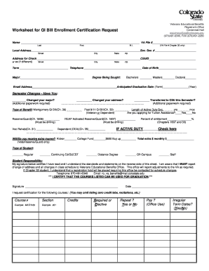 GI Bill Enrollment Certification Request