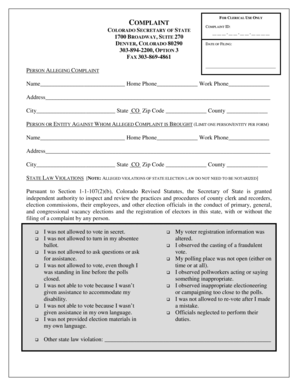 Colorado Voter Complaint Form