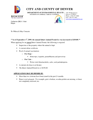 Intact Animal Permit Application