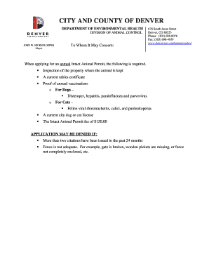 Denver Intact Animal Permit Application