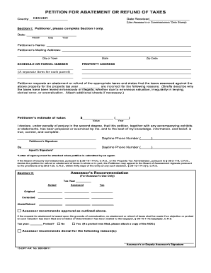 Petition for Abatement or Refund of Taxes