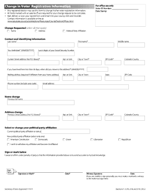 Colorado Voter Registration Change Form