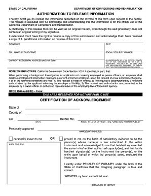 California Authorization to Release Information