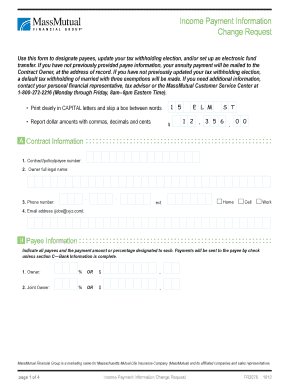 Income Payment Information Change Request