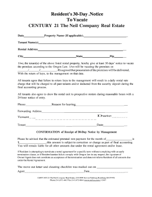 Letter to landlord moving out - 30-Day Termination Notice - CENTURY 21 The Neil Company Real ...