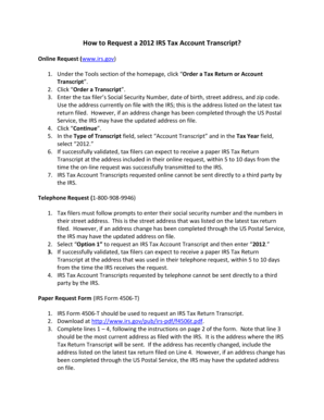 IRS Tax Account Transcript Request Guide