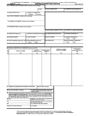 US Shipper’s Export Declaration Form 7525-V
