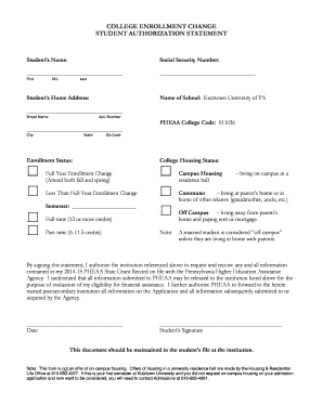 College Enrollment Change Student Authorization Statement