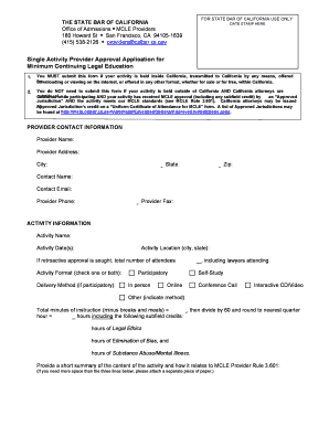 California MCLE Provider Approval Application