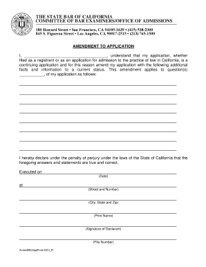 California Bar Application Amendment
