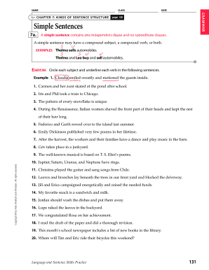 chapter 7 sentence structure answer key