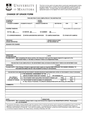 Change of Grade Form