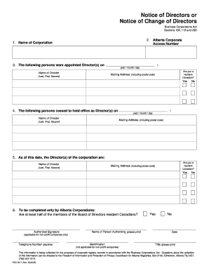 Notice of Directors or Change of Directors