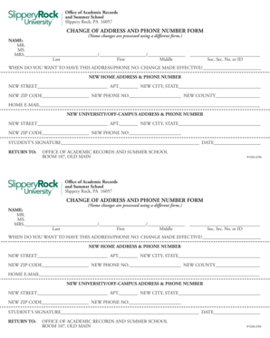 Change of Address and Phone Number Form