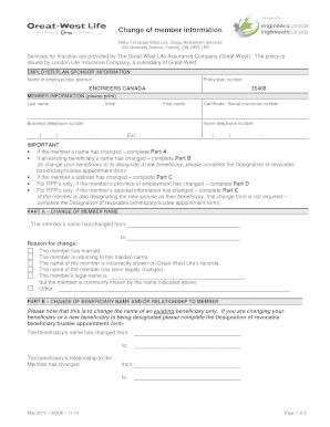 Change of Member Information Form