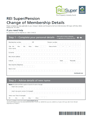 REI Super Pension Change of Membership Details