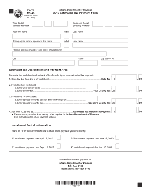 Indiana Estimated Tax Payment Form