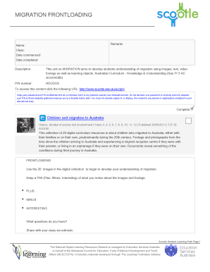 Scootle Migration Frontloading Form