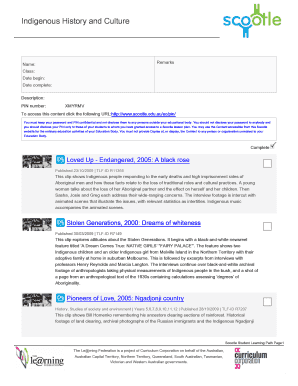 Scootle Indigenous History and Culture Access Form