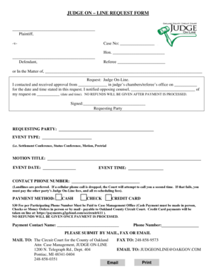 Judge On-Line Request Form