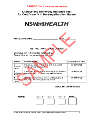 Certificate IV in Nursing Entrance Test