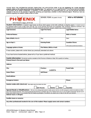 Alberta Home Education Registration Form