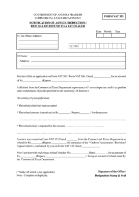 Andhra Pradesh VAT 355 Form
