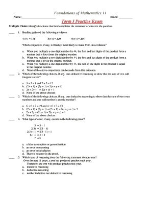 Mathematics Practice Exam