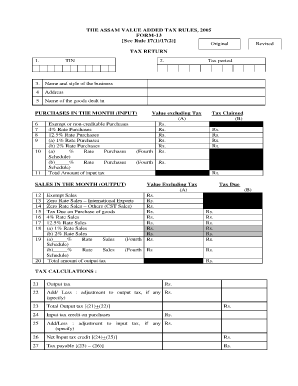 Assam Value Added Tax Return Form 13