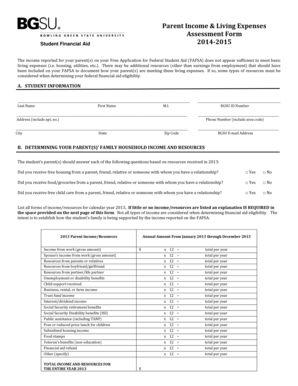Parent Income & Living Expenses Assessment Form