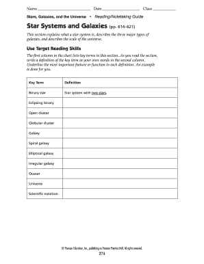 Stars Galaxies and Universe Reading Guide