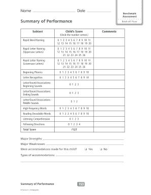Kindergarten Benchmark Assessment