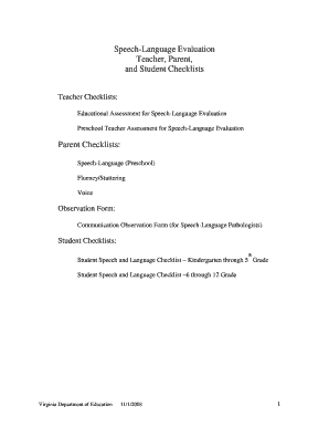 Speech-Language Evaluation Checklists