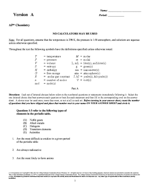 AP Chemistry 2008 Released Multiple Choice Exam
