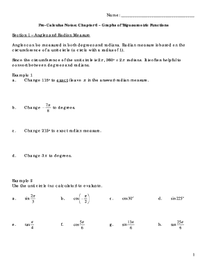 PreCalculus Notes Chapter 6 Graphs of Trigonometric Functions