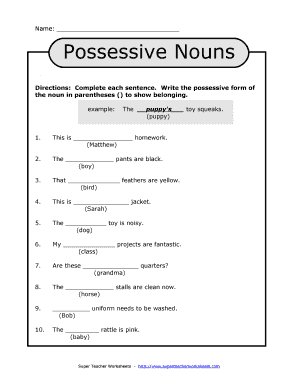 Possessive Nouns Worksheet