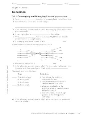 Chapter 30 Lenses Worksheet